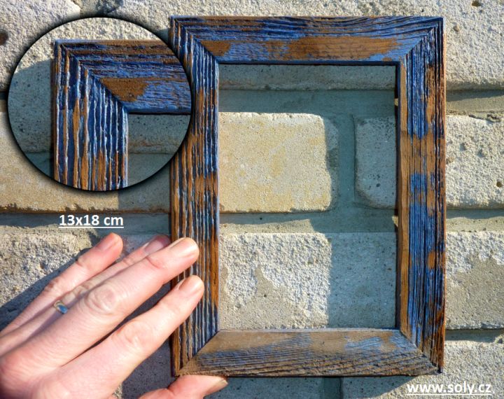 Modrý fotorámeček ze dřeva 13x18 cm