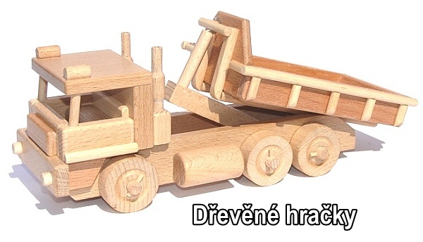 Dřevěné hračky, nákladní auto se výklopným kontejnerem pro děti