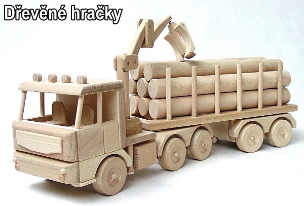 Dřevěné hračky, kamion lesní tahač pro děti