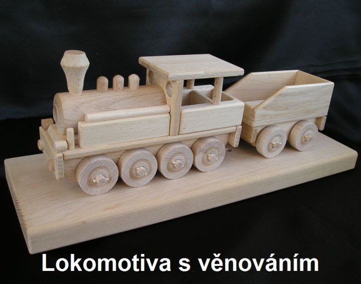 Historická lokomotiva s uhlákem - dřevěné výrobky pro děti a železničáře