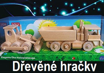 Buldozer dřevěná hračka