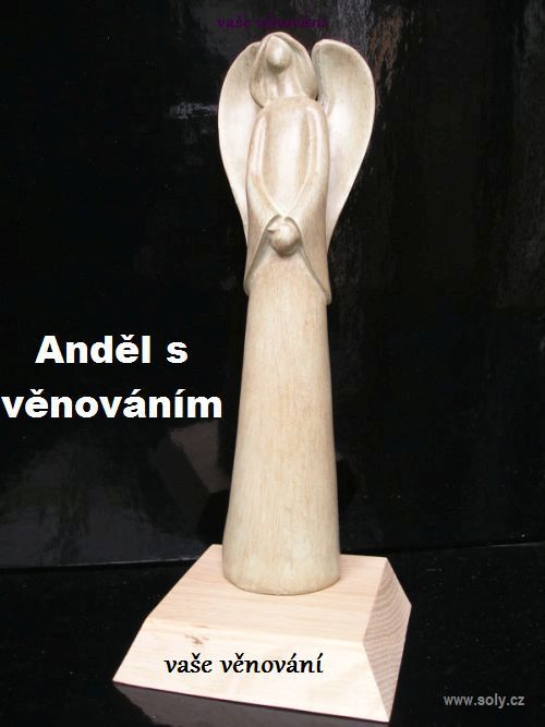 Anděl dárek na podstavci s věnováním 2