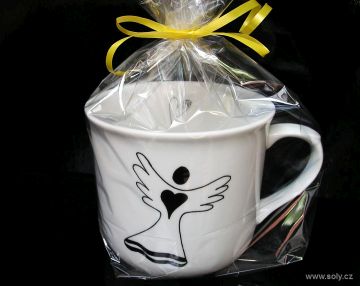 Půllitrový hrnek z porcelánu na čaj s andělem