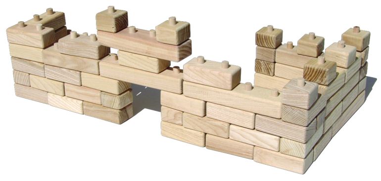 Skládací kostky k volnému stavění libovolných tvarů, dřevěné hračky