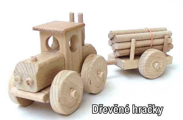 Dřevěné hračky lestní traktor