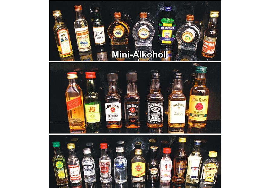 Hotelové miniatury lahvičky alkolkoholu