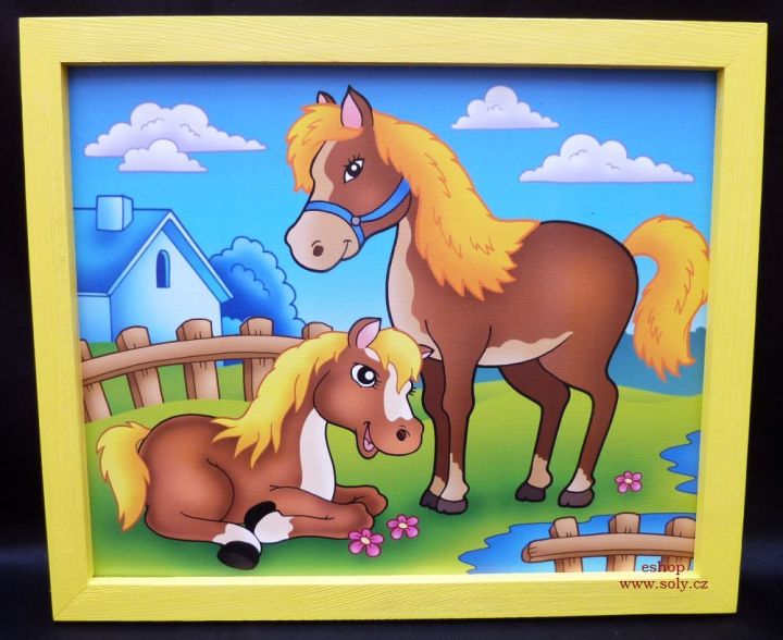 Dětský kreslený obrazek kůň, konicek, hříbě