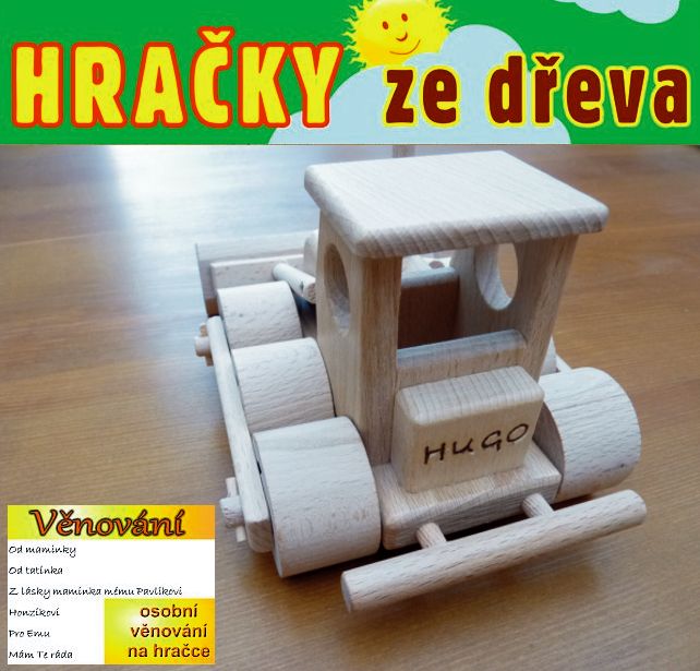 Buldozer, hračky s věnováním dárek