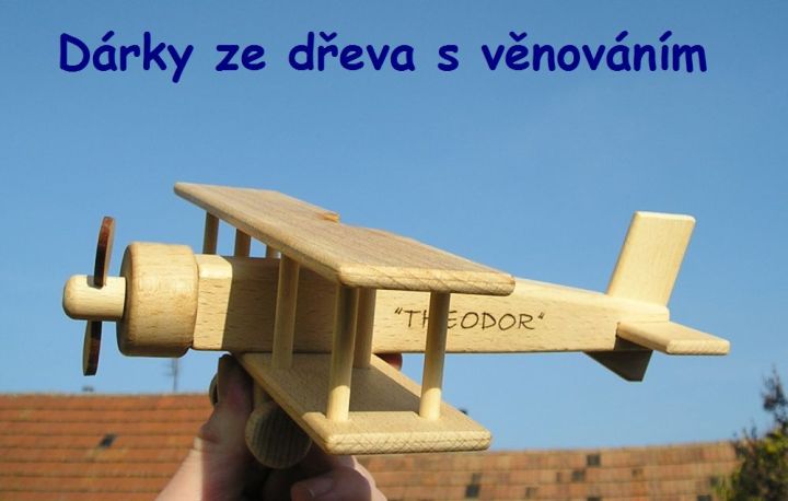Letadlo dvouplšník hračka ze dřeva se jménem