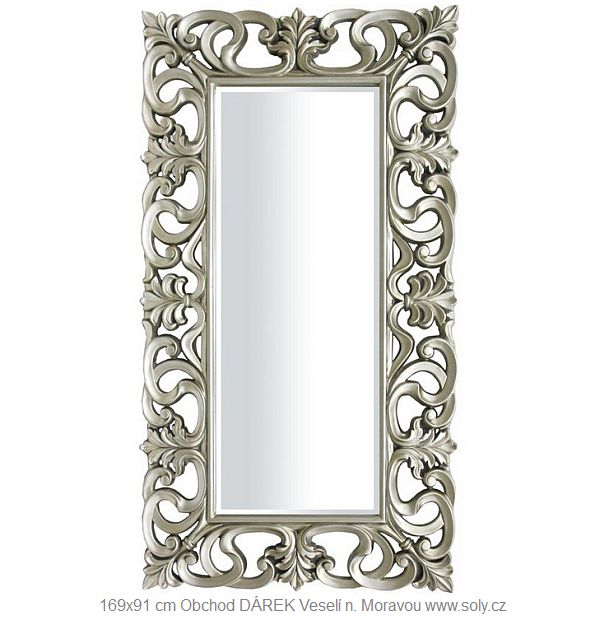 Zrcadlo ve stříbrném rámu s ornamentem obchod Veselí nad Moravou