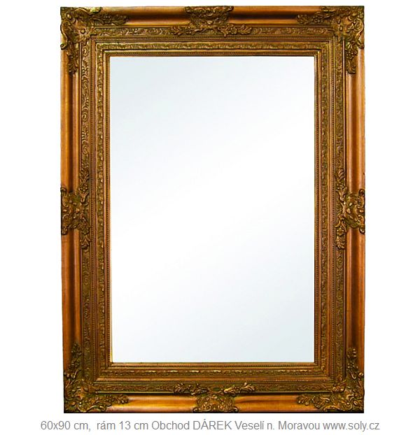 Klasické zrcadlo ve zlatém retro rámu obchod Veselí nad Moravou