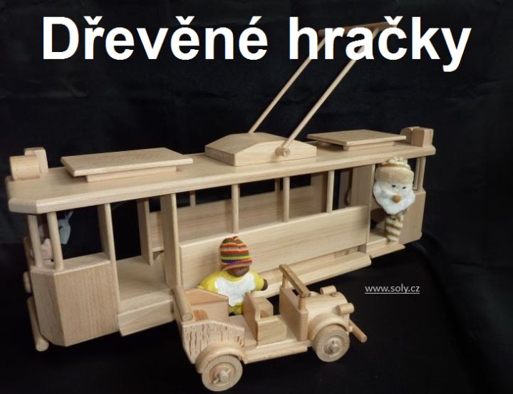 Dřevěné hračky, tramvaje pro děti
