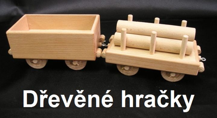 Dřevěné hračky, vagóny k parní lokomotivě ze dřeva