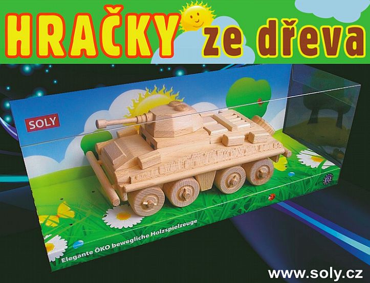 Dřevěné hračky - tanky vojenské transportéry