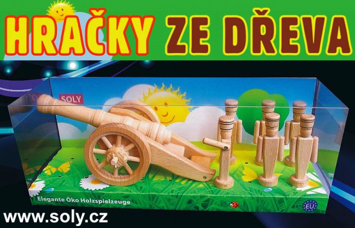 Dřevěné hračky vojáčci a kanony