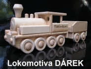 Parní lokomotiva s uhlákem, dřevěné hračky