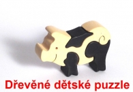 Prasátko sviňka dřevěné dětské skládací puzzle