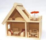 Dřevěný domeček s nábytkem pro panenky hračka