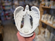 Velký bílý anděl 22 cm, keramická dekorace, soška