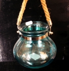 Modrá závěsná lucerna lampa na svíčku či dekorování