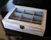 Retro dřevěná krabička , šedá