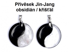 Přívěšek Jin Jang obsidián a horský křišťál