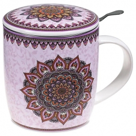 Hrnek na čaj Mandala fialový