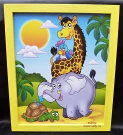 detské motivy na stenu malovane zirafa slon zelva