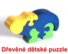 Dřevěné dětské puzzle hroch