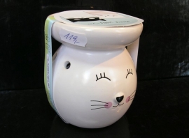 Bílá aromalampa kočka, kočička se svíčkou