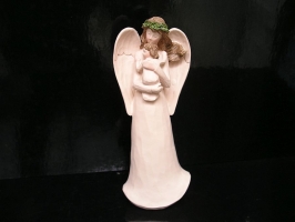 Béžový anděl a dítě, soška, dárek pro ženu