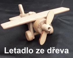 Malé letadlo BEN  - dřevěná hračka hornoplošník