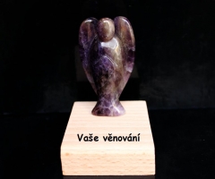 Anděl ametyst 7,5 cm, minerální kámenl DÁREK s VĚNOVÁNÍM
