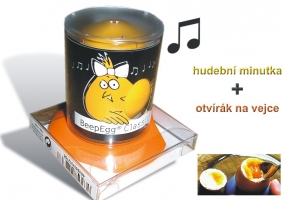 ORANŽOVÝ dárkový set - hudební vajčná minutka + otvírák vajíček