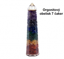 Orgonitový obelisk 7 čaker, 12 cm
