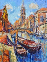 Lodě a pomeranče, originální obraz českého malíře