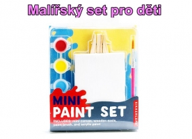 Mini dětský malovací set, stojan, plátno, štětec a barvy