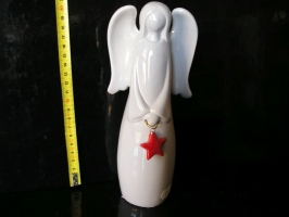 Vánoční anděl s hvězdou, soška keramická dekorace