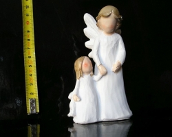 Bílý anděl, maminka a dcera, soška dekorace