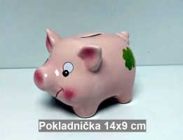 Pokladnička růžové prasátko, keramika