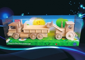 Dřevěné hračky (auto s kontejnerem + traktor s radlicí) 