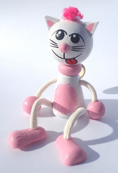 Růžová kočička hračky na pružině