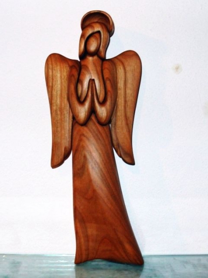 Anděl se svatozáří. 25 cm, dřevěná soška