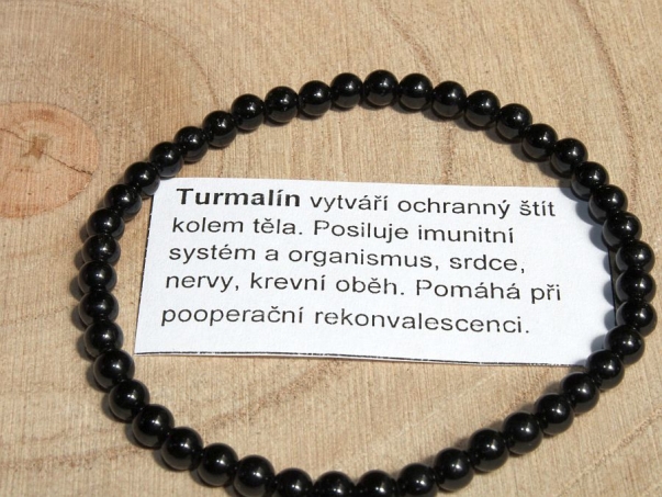 Turmalín černý - náramek 4mm kulička