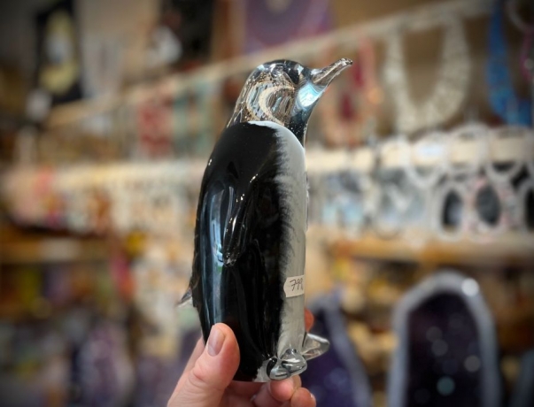 Tučňák 20 cm skleněná dekorace