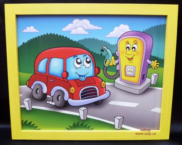 Autíčko benzinka. Obrázek auto v rámu do dětského pokoje.