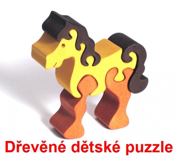 Koníček kůň dřevěné dětské skládací puzzle