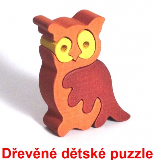 Sova výr dřevěné dětské skládací puzzle
