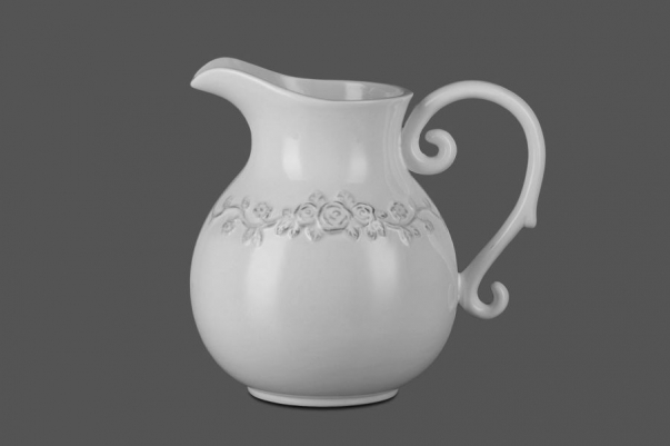 Bílý keramický džbán, váza na květiny, dekorační konvice