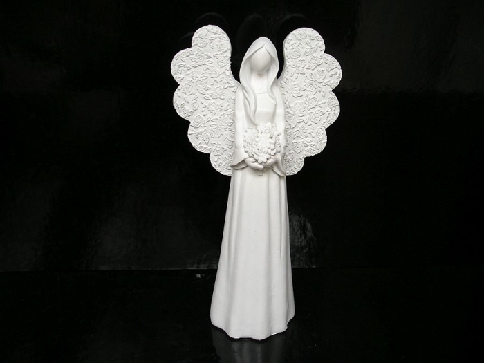 Anděl bilý sádra 22 cm